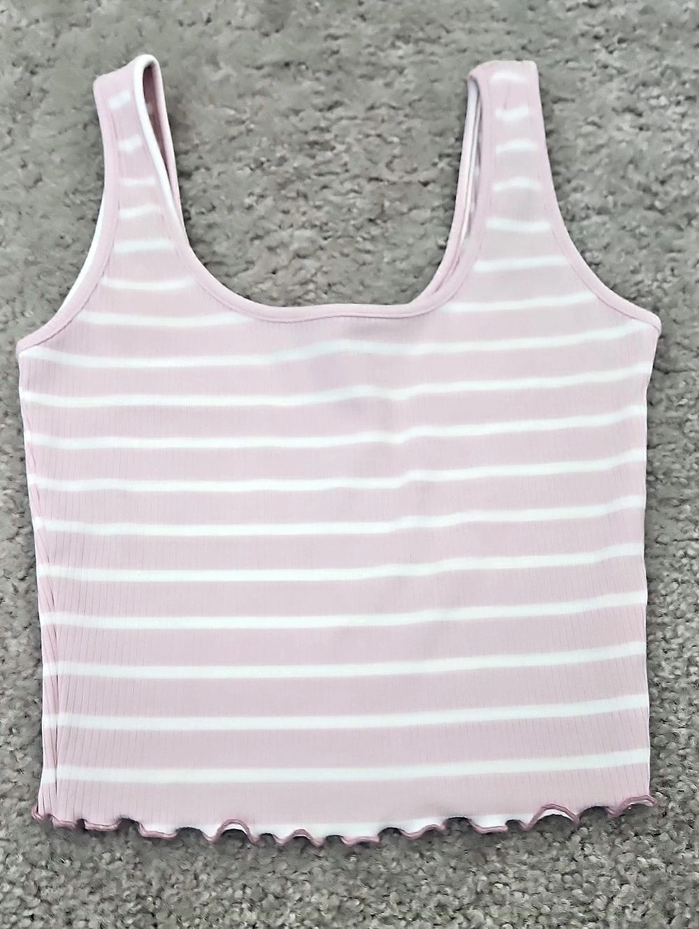 LIZ & SARA Striped Tank Top in Pink & White Size Medium Like New